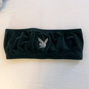 PLAYBOY - Velour Tube Top with Rhinestone Logo (matching pants now available!!)